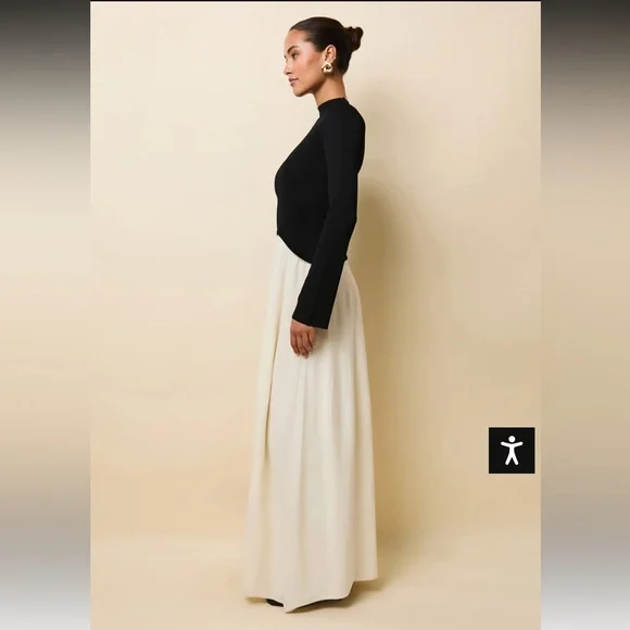 Solid & Striped Soglio Two Tone Drop Waist Maxi Dress in Black and Cream - Picture 3 of 4